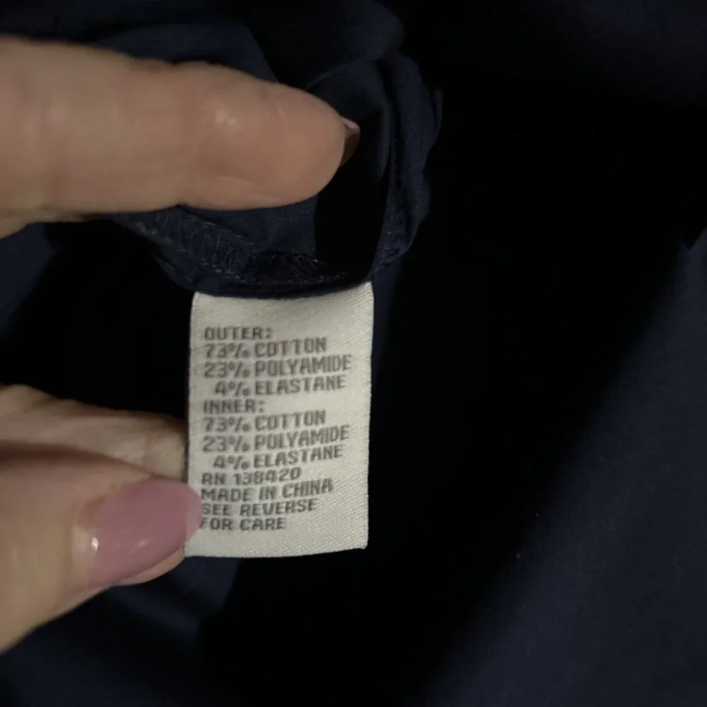 Per se By Carlisle Designer Luxurious Navy Sleeveless Shirt 14 Mandarin Collar - Picture 8 of 10